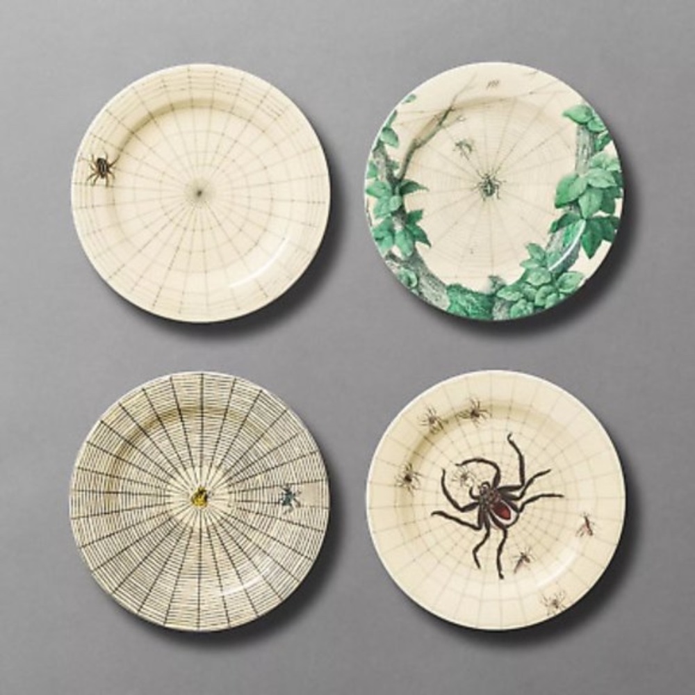 John Derian Itsy Bitsy Spider Appetizer Plate Set